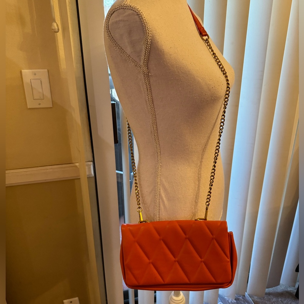 3AM Forever Quilted Faux Leather Orange Purse